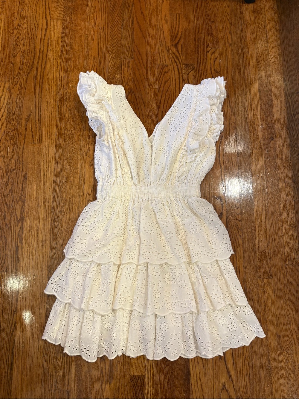 Love the Label White Eyelet Ruffle Tiered Mini Dress